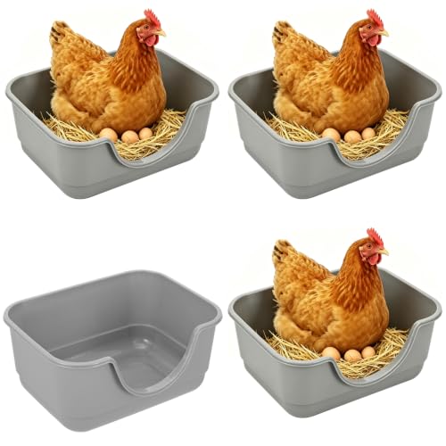 4Pcs Plastic Chicken Nesting Box for Laying Eggs, Floor Large Chicken Laying Boxes for Hens Ducks and Chickens, Hen Nesting Box for Chicken Coop, Backyard, Farm House, Easy to Clean