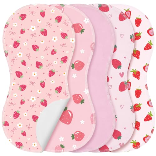 SmoothNovelty 5 Pack Strawberry Baby Burp Cloths Soft Absorbent Burping Rags for Newborns 19"x9" Spit up Cloths for Boy Girl Newborn Baby Shower Registry Gifts Set Nursery Decor - style: Strawberry