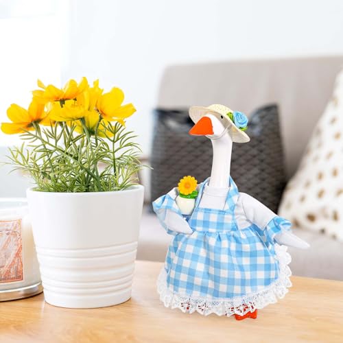 JcHrmers Gardener Desk Goose Outfits 7 Inch Mini Goose Hat Flower Pot Shovel Dress for Spring Magnetic Desk Goose Statue Decor