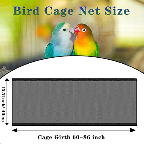 Bird Cage Seed Catcher, Large Bird Cage Skirt Guard, Adjustable Soft Nylon Mesh Bird Cage Netting for Round Square Bird Cages Circumference 60-86Inch