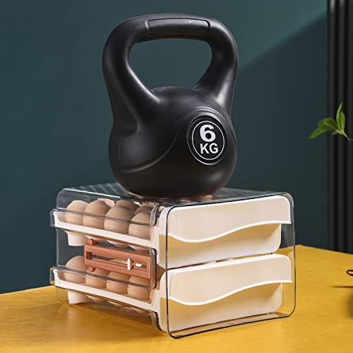 Sooyee Egg Holder for Fridge, Clear, 2 Drawers 60 Eggs | Eggs Organizer for Refrigerator,Space-Saving Egg Container, Clear Acrliy 2-Tier Egg Tray Storage for Kitchen - size: 60 Capacity