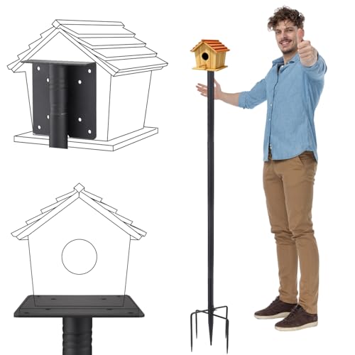 Bird Feeder Pole for Outdoors - 68" Adjustable Bluebird House Stand with 5-Prong Anchor, Heavy Duty Outside Smart Hummingbird Feeding Station Mounting Pole | With 5-Prong Anchor, Heavy-Duty Bluebird House Stand, Outside Smart Hummingbird Feeding Station M