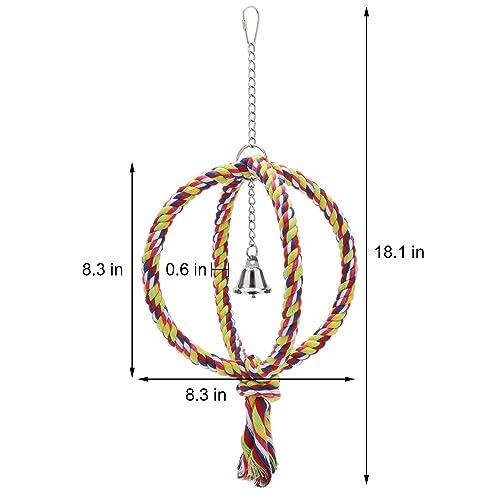 Wontee Bird Swing Colorful Rope Perch Climbing Toy for Parrots (8.3inch) | Soft cotton rope, colorful, supports balance, encourages climbing & swinging, for budgie/parakeet/cockatiel/conure - size: Regular (8.3 inch)