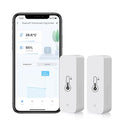 Wireless Smart Thermometer Hygrometer: Bluetooth Temperature Humidity Sensor with App Notification Alerts and Data Storage, Remote Monitor for Green House Guitar Humidor Incubator-2pack