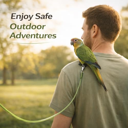 Parrot Bird Harness Leash Anti-bite Outdoor Flying Training Rope with 5pcs Different Sizes of Soft Foot Loops and Training Whistle(Upgraded Version of Ankle Ring)