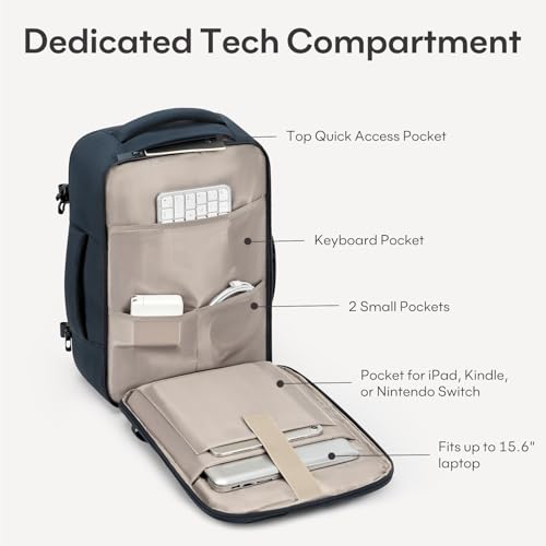 30L Travel Backpack for Women & Men: Flight Approved Carry On Backpack, TSA Personal Item Bag with Water Bottle Pocket, Weekender Essentials Backpacks fits 15.6" Laptop - Black Blue - color: Black Blue, size: Large