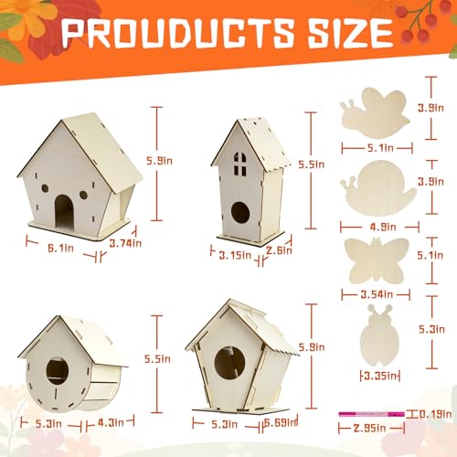 8 Pack Bird House & Wind Chime Kits, Birdhouse DIY Crafts for Kids 4-12 | Summer Arts and Craft for Children, Buildable Birdhouses Boy Girl to Build, Birthday Valentine's Day Gift 3+