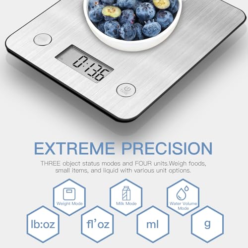 Geek Chef Food Scale,Smart Food Nutrition Scale, Scale for Food Weight Loss,Digital Kitchen Scales,Kitchen Tools for Baking, Cooking,Meal Prep,Weight Loss,1g/0.1oz Precise Graduation, Stainless Steel - color: Silver