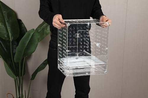 Clear Acrylic Bird Cage for Small Birds, Transparent Display Habitat for Canary, Parakeet - Easy to Clean & Assemble (9x12x15in) - size: 9"L x 12"W x 15"H