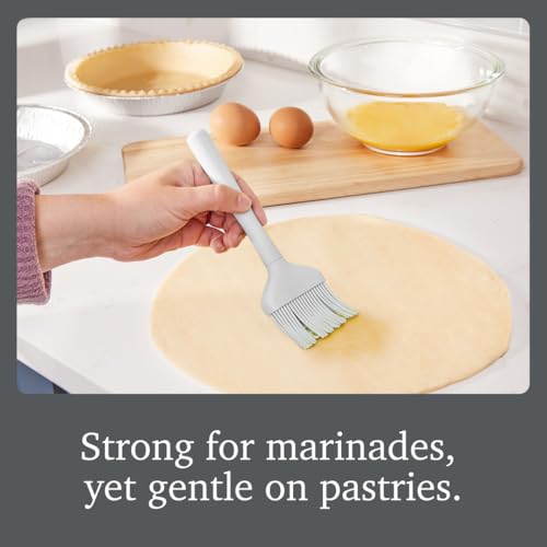 Tovolo Silicone Basting Brush for Cooking and Pastry, Flex Core Oyster Gray Silicone Pastry Brush Oil Egg Wash Spreader, BBQ Sauce Marinade Meat Cooking Brush Heat Safe 600F Grilling Utensil