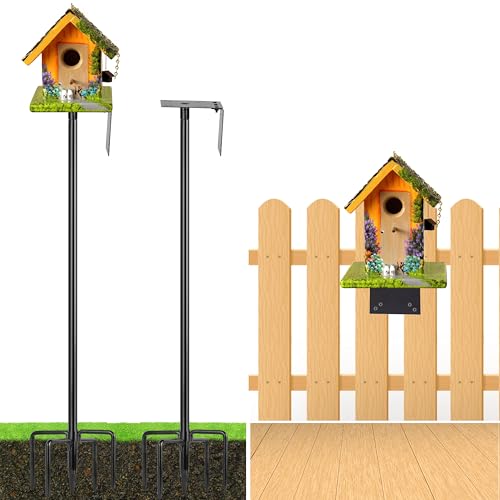 Ottsuls 2 Pack 109 Inch Heavy Duty Bird Feeder Pole Kit for Wild Birds, with 5-Prong Base Feeding Station, Adjustable Birdhouse Stand - size: 109 IN-2Pack