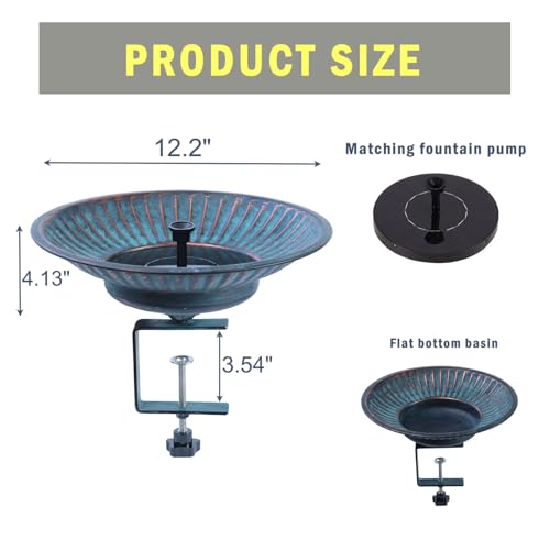 Solar Bird Bath,Deck Bird Bath with Solar Fountain,Deck Mounted Bird Bath