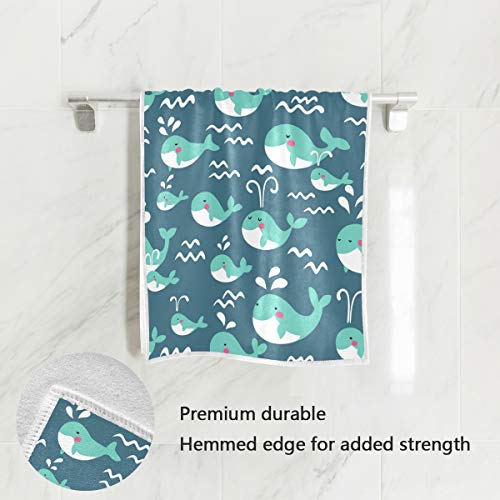 Funny Whales Hand Towel Ultra Soft Luxury Towels for Bathroom 30"x15" - color: Multi 6
