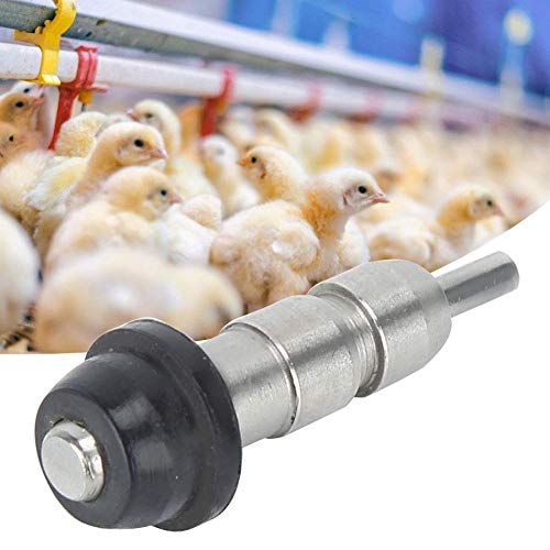 Fdit Poultry Chicken Drinker, Stainless Steel and Rubber, 360 Degree Water Nipples, 10 Pack, 3cm Length