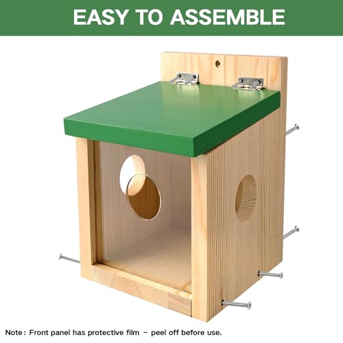 Bird Houses for Outside Clearance with Clear Window Hummingbird House for Viewing,Bird Feeder,Hanging Wooden Birdhouses,Bird Nesting Box for Bluebird Finch Swallow Wren Chickadee Assembly Required