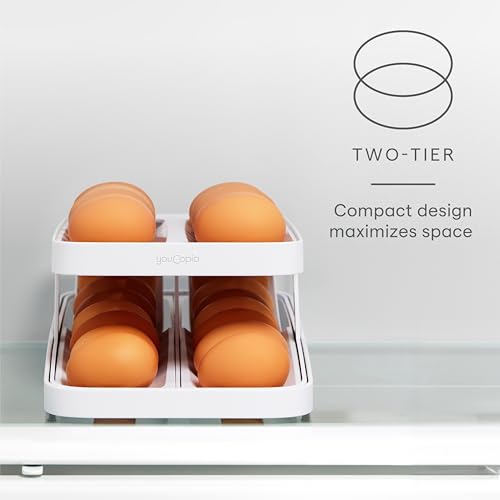 YouCopia RollDown® Egg Dispenser, Rolling Eggs Dispenser and Organizer for Refrigerator Storage, Double Track - size: Egg Dispenser, Double Track