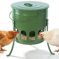 30lbs Metal 12-Port No-Waste Chicken Feeder with Legs | Chicken & Poultry Feeder with Powder-Coated Rust-Proof Finish, Ideal for Chickens Ducks Geese, Backyard Farms, Avocado Green - color: Avocado Green
