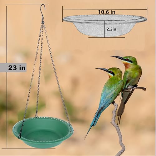 Hanging Bird Feeder Tray with Drainage Holes for Outside, Rugged Recycled Plastic Wild Bird Feeding Station (10 inch, Green) - color: Green, size: 10 inch