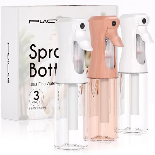 Continuous Spray Bottle for Hair Ultra Fine Mist Sprayer 3 Pack 6.8 OZ | Continuous Hair Spray Bottles Refillable Water Mister Sprayer for Hairstyling, Plants, Pets, Skincare,Salons,Barber,Cleaning - color: Terracotta White White, size: (3-Pack)-6.8 Oz