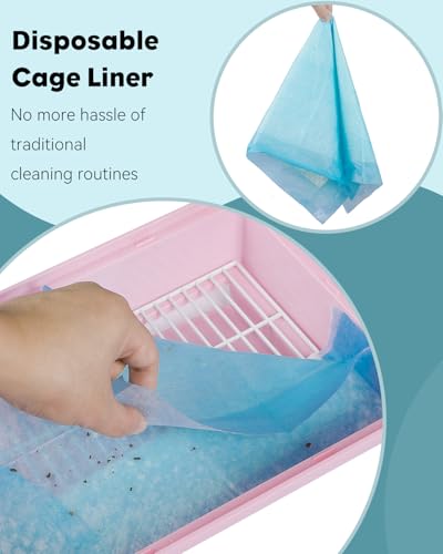 Pawfly 40 Sheets Disposable Bird Cage Liners, 23.6" x 23.6", Super Absorbent Leak-Proof Bird Cage Paper Liners Cuttable Birdcage Liners Parakeet Cage Liners Cushion Pad Mat Accessories for Pet Animals
