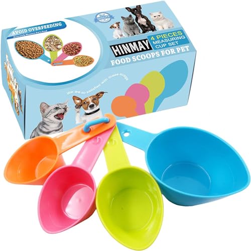 HINMAY Pet Food Scoops Plastic Measuring Cups Set for Dog Cat and Bird Food | Use for measuring pet food portions (dog, cat, bird, etc.) or even ingredients while cooking or baking