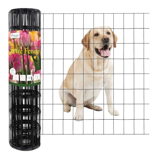 Black PVC Coated Welded Wire Fence 24" x 25' Roll, 2"x3" Mesh, 16 Gauge | Vinyl Coated Garden Fencing, Yard & Pet Barrier, Chicken Wire Fencing, Dog Enclosure Mesh, Vegetable Plant Protector - color: Black, size: 2''x3'' 16GA 24''x25'