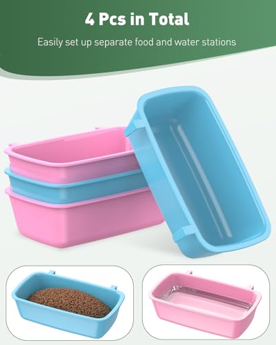 Pawfly 4 Pcs Cage Cups Hanging Plastic Bird Cage Feeders with Hooks 10 oz Rabbit Feeders for Cages Rabbit Food Bowls Waterers Bunny Cage Feeding Dishes for Small Pets Parrots Hamsters Guinea Pigs - size: 4 pcs