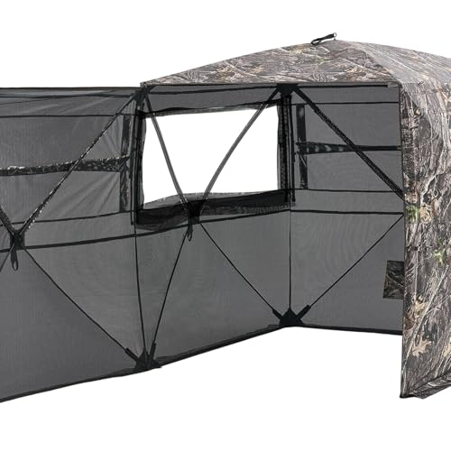 VEVORHunting Blind, 270° See Through Ground Blind, 4-5 Person Pop Up Deer Blind for Hunting with Carrying Bag, Portable Resilient Hunting Tent, One-Way See-Through Mesh for Turkey and Deer Hunting