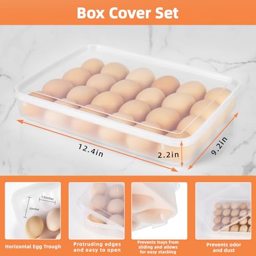 Deviled Egg Containers with Lid, (Set of 2), Stackable Deviled Egg Carrier for 48 Eggs, Clear Egg Holder for Fridge with Lid, Portable Plastic Deviled Egg Tray for Party, Easter Eggs Tray