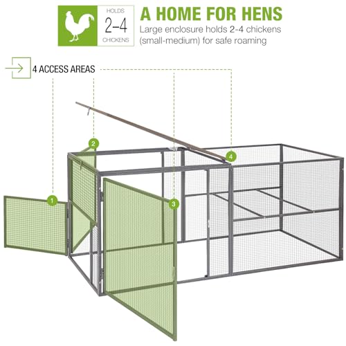 GUTINNEEN Chicken Run Chicken Coop Walk-in Metal Frame Extension Run Poultry Cage Hen House Rabbits Habitat Cage for Multi Coops Large - color: Chicken Run-(AIR29)