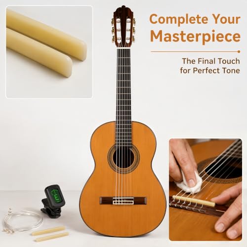 Miwayer 6 String Classical Guitar Unbleached Bone Saddle, Guitar Bridge Saddles, Cut from Whole Bones, 80x3x9mm (6 String Classical Saddle 80mm 2 Pack) - color: 6 String Classical Saddle 80mm 2 Pack