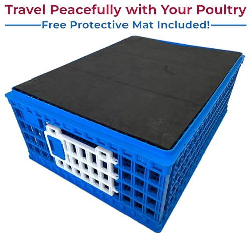 Poultry Carrier Crate 3 Doors with a Mess-Free Protective Pad, Durable Poultry Transport Cage for Chickens, Quail, Birds, Rabbits, Ducks
