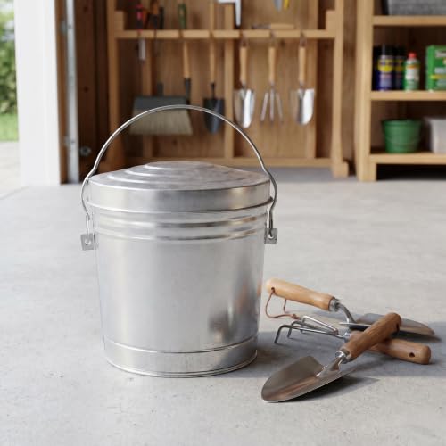 6 Gallon Galvanized Steel Storage Can with Locking Lid, Heavy Duty Metal Storage Container, Rust-Resistant Metal Bin for Dog Food, Pet Food, Bird Seed, Kitchen, Garage & Home Storage