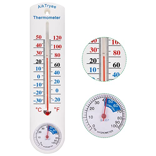 Outdoor Indoor Hygrometer Thermometer, Humidity Monitor, Temperature Humidity Gauge Meter with Celsius/Fahrenheit (℃/℉) for Patio, Field, Cellar, Garden, Humidors, Greenhouse, Closet by AikTryee