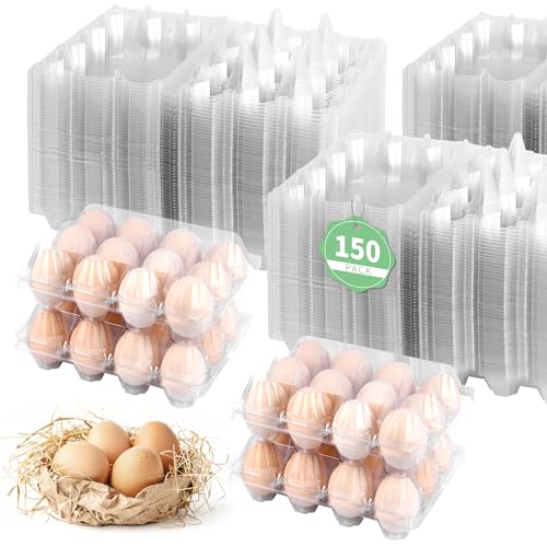 150 Pack 12 Count Plastic Egg Cartons - Bulk Cheap Clear Reusable Egg Containers for Chicken Eggs, Dozen Egg Storage Solutions. (150) - size: 3x4，150Pack