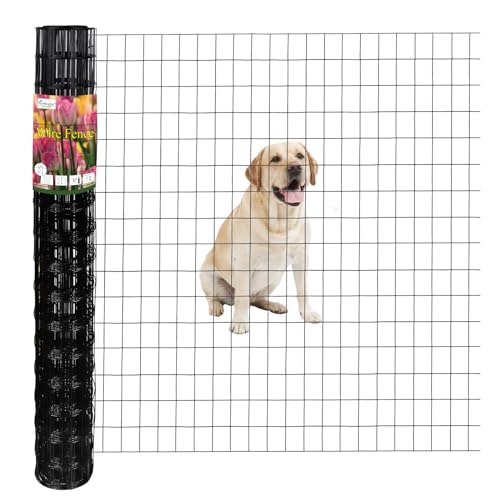 Black PVC Coated Welded Wire Fence 48" x 25' Roll, 2"x3" Mesh, 16 Gauge | Vinyl Coated Garden Fencing, Yard & Pet Barrier, Chicken Wire Fencing, Dog Enclosure Mesh, Vegetable Plant Protector - color: Black, size: 2''x3'' 16GA 48''x25'