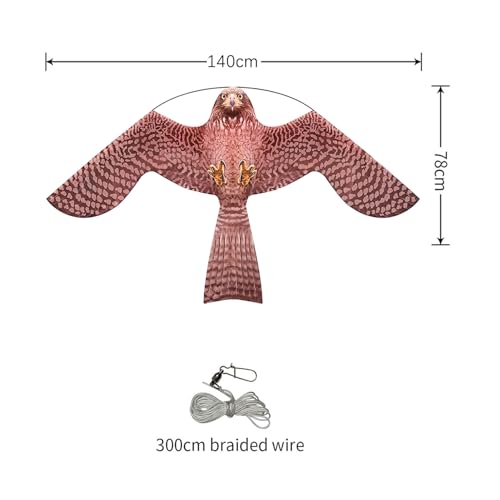 Bird Scarer Kite Without Pole Crops Farm Protector Hawk Flying Kite-Type-A | Ideal for gardens farms and docks | Keeps birds geese and seagulls away |A kind of hawk deterrent - color: Brown-Pink
