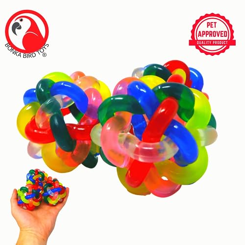 Bonka Bird Toys 2013 (Pk1) 3" Wibbly Balls, Large Parrot Foot Talon Cage Toy, Amazon, African Grey, Eclectus, and Similar