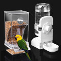 Lemtrflo No Mess Bird Feeder Water Dispenser Set, Automatic Bird Feeder | Parrot, Parakeet Cage Accessories - color: White