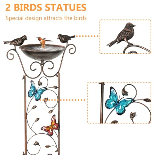 BAYN 43.5 Inch Metal Bird Bath Bowl with Garden Trellis Outdoor | Easy Install, Garden Birdbath and Plants Trellis 2 in 1, Decorative with Butterflies, Functional Decor for Yard Patio Lawn - style: Butterfly