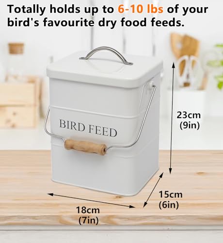 Morezi Bird seed and feed storage tin with lid Included - white-coated carbon steel - tight fitting lids - storage canister tins - White - color: White