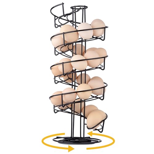 Toplife Spiral Design Metal Egg Skelter Dispenser Rack, Storage Display Rack, Black - color: Black