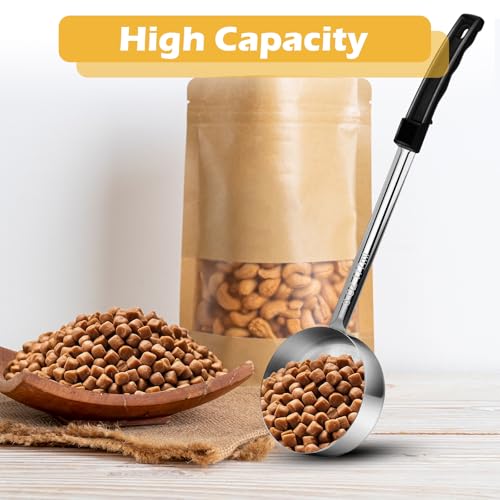 2 Pcs Dog Food Scoop Long Handled Scoops 3/4 Cup Stainless Steel Measuring Cups Portion Control Serving Spoons for Dogs Cats Birds and Rabbits Pet Food Feeding Scoop (3/4 Cup) - size: 3/4 Cup