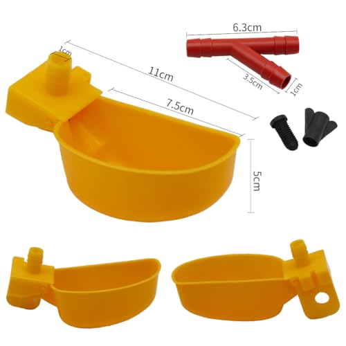 Auto-Fill Quail Water Cups 12Sets DIY Clips-on Cage for Bird Rabbit(Yellow) | Automatic,Keep Fresh Water, No Mess,Easy to Install, with T-fittings & Mounting Screws,for Parakeets, cockatiels, budgies - color: Yellow1