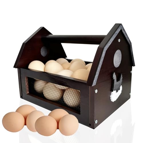 Egg Basket,Wooden Egg Basket for Gathering Fresh Eggs,Farmhouse Chicken Egg Collecting Basket for Countertop
