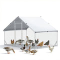 Large Chicken Coop Metal Chicken Runs for Yard 10X6.7X6.5 ft Chicken Coop with Cover Gallinero para Gallinas Heavy Duty Chicken Cage Rabbit Duck Quail Coop Lockable Door with Waterproof Anti-UV Cover - size: 118.1"L x 118.1"W x 78.7"H