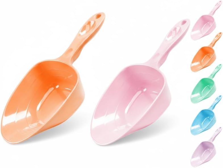 Melamine Pet Food Measuring Scoop, 1 Cup 1/2 Cup 1/4 Cup with Clear Measurement Lines for Dog, Cat, Bird, and Rabbit, Durable, Ergonomic Handle, Dishwasher safe-Orange & Baby Pink - color: Orange, Baby Pink