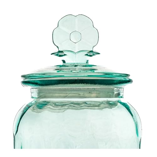10 Strawberry Street Textured Glass Flower Canister, Dimpled Round, Blue, Set of 2 - color: BLUE FLOWER TOP