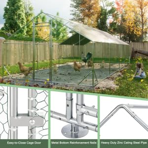 Heavy Duty Metal Chicken Coop with Hardware Cloth (312" L x 120.5" W x 78.72" H) - size: 312.1"L x 120.5"W x 78.7"H