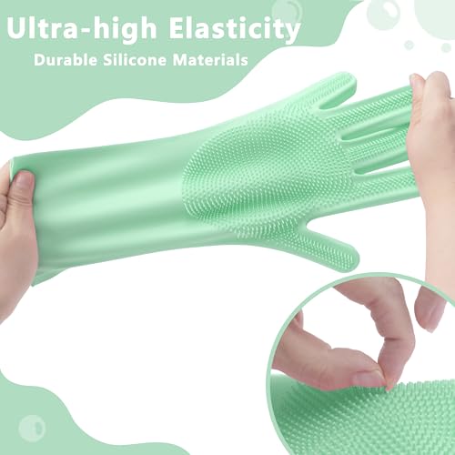 Pet Grooming Gloves—Dog Washing Gloves with High-Density Teeth | Dog Bath Scrubber with Enhanced Five Finger Design, Silicone Gloves for Dogs and Cats Bathing, Massage (Green) - color: Green
